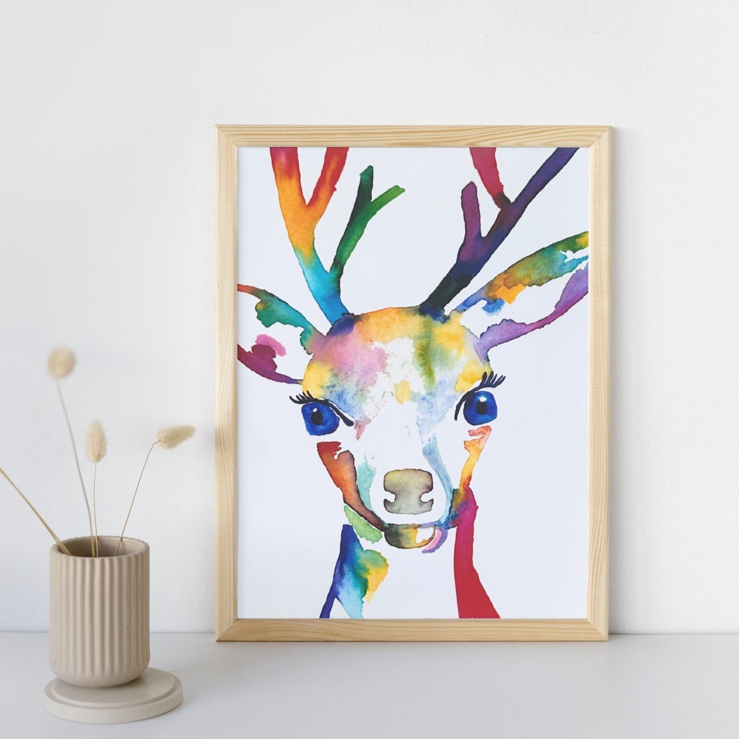 Enchanted Antlers - Rainbow Watercolor Deer