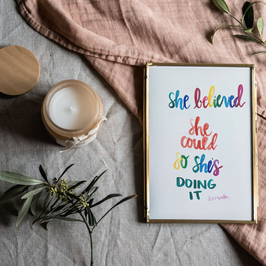 She Believed Hand-Lettered Quote